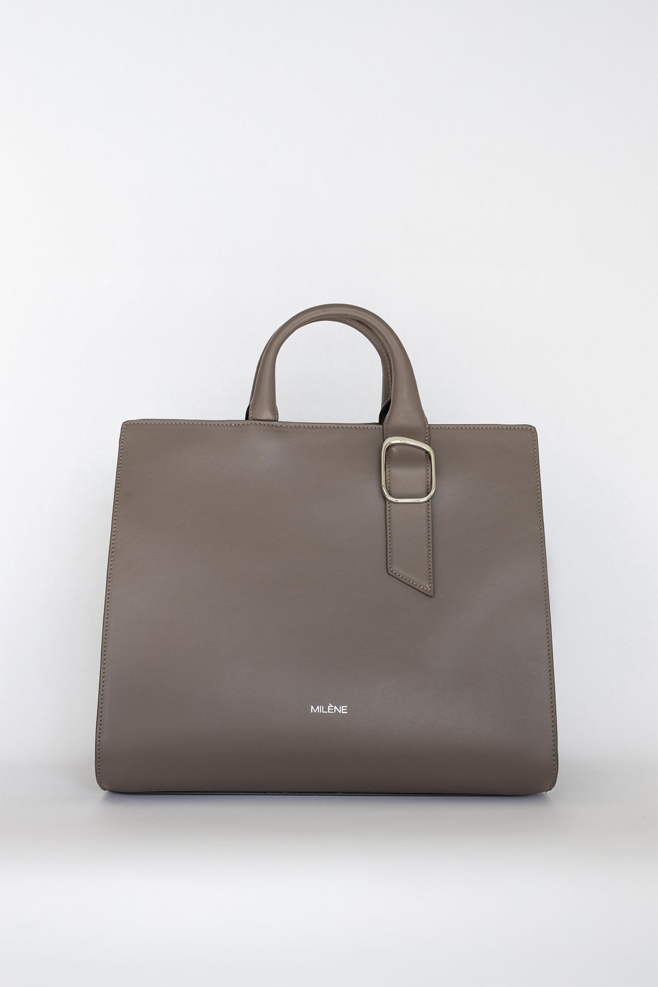 Laptoptasche in Taupe mit silbernen Details - Modell Inea
